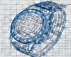 Technical watch design illustration